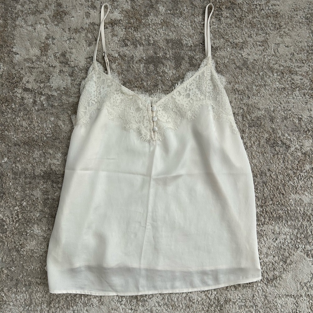 Abercrombie & Fitch Cream Lace-Trim Silk Camisole